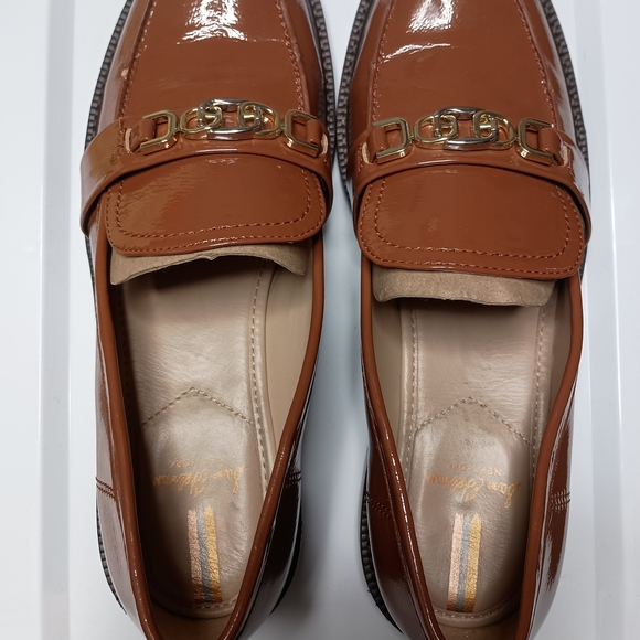 Sam Edelman Brown Loafers with Gold Chain Accent - Picture 2 of 9